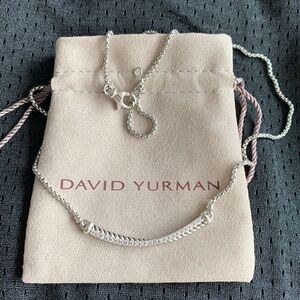 David Yurman crossover pavé diamond bar necklace
